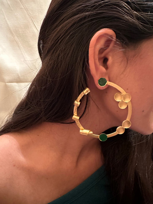 Malachite Hoop Earring