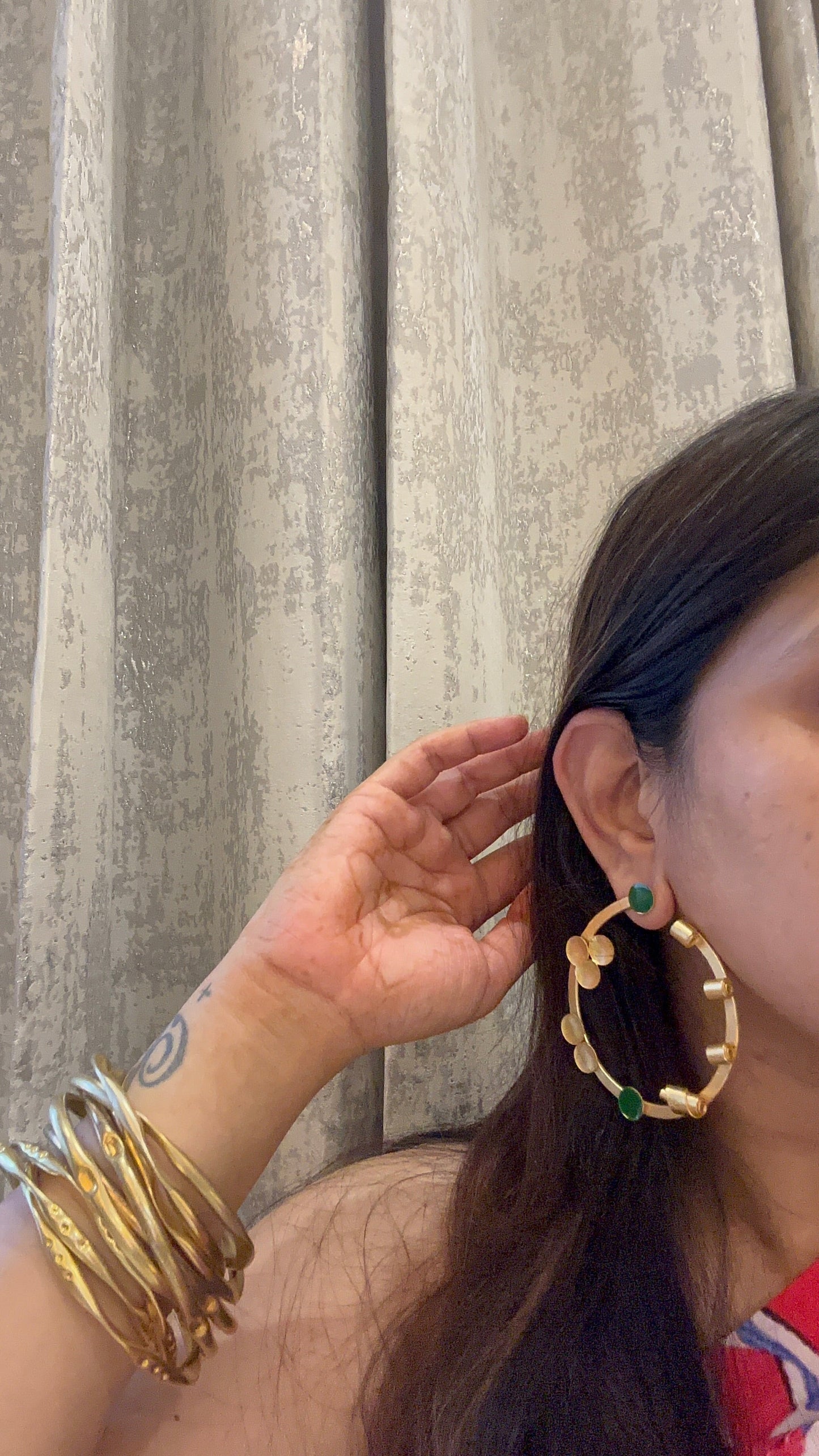 Malachite Hoop Earring Mojewindia
