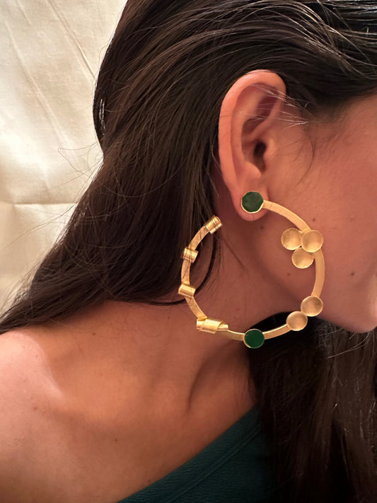 Malachite Hoop Earring Mojewindia